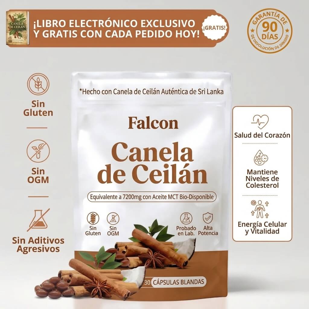Canela de Ceylán 7200 mg (Equivalente) con Aceite MCT | Ideal para mayores de 18 a 65+ años